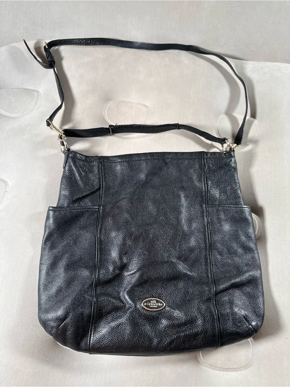 Coach Isabelle Hobo Black Pebbled Leather Crossbody Handbag Retro Y2K Gothcore